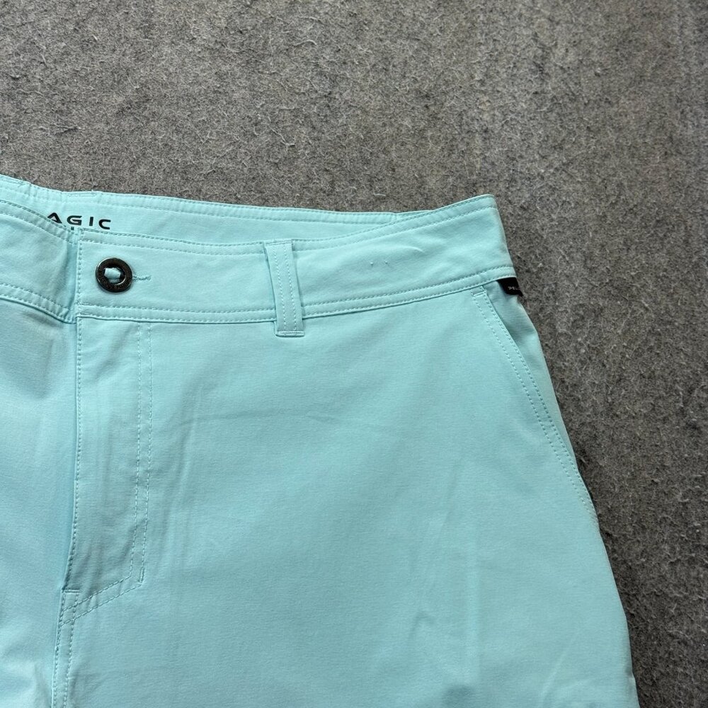 Pelagic Mako Hybrid Fishing Shorts Men 40 Blue Solid Stretch Performance 8" - Picture 3 of 14